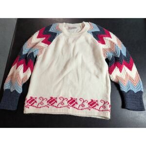 Girl's Vintage Sweater Katakit Size 12 Boho Colorful Chevron Knit Cottagecore
